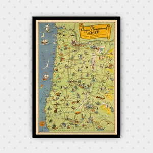 1936 Oregon Karte Poster - Vintage Oregon Spielplatz Druck - Oregon Bild Karte Druck - Oregon Wandkunst - Reproduktion Karte Poster