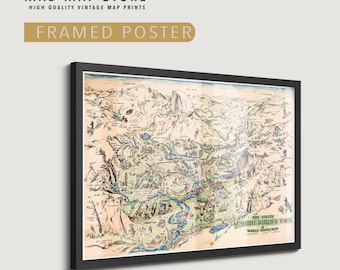 1946 Yosemite National Park Map Poster: Vintage California Travel Art
