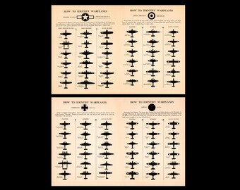 1943 WW2 Warplanes set di 2 - Identifica Warplanes Poster -World War 2 Print -WW2 Poster -RAF*Luftwaffe -Japanese US German British Air Forces