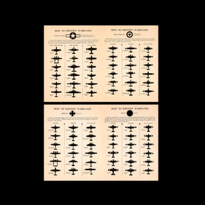 1943 WW2 Warplanes juego de 2 - Identificar Warplanes Poster -World War 2 Print -WW2 Poster -RAF*Luftwaffe -Japanese US German British Air Forces