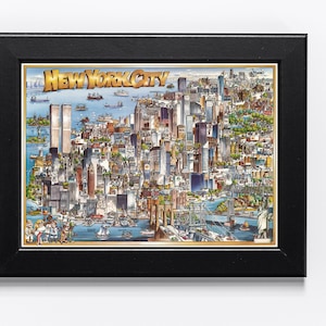 New York Stadtplan 1981 - Vintage NYC Poster Print - New York Wandkunst - Stadt Silhouette - Buntes Kunstwerk - Illustration Druck - NYC Geschenke