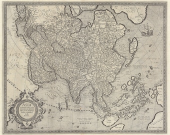 Vintage Asia Map Print: Antique Wall Decor, Map Reproduction