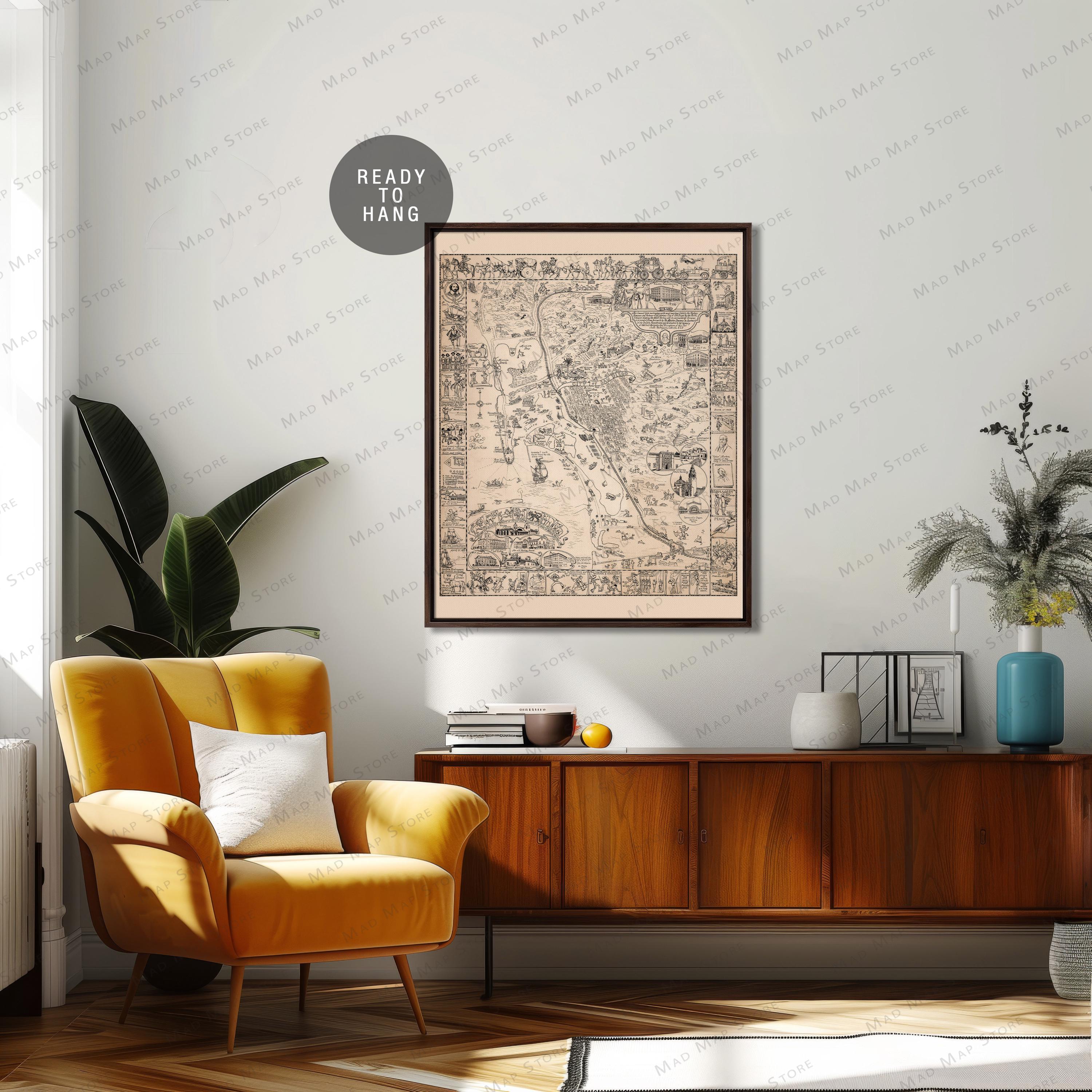 1928 San Diego Map Art Print: Vintage Pictorial City Poster - Etsy