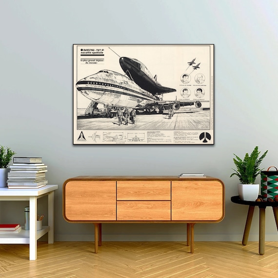 1977 Boeing 747 & Space Shuttle Enterprise Poster: Vintage NASA