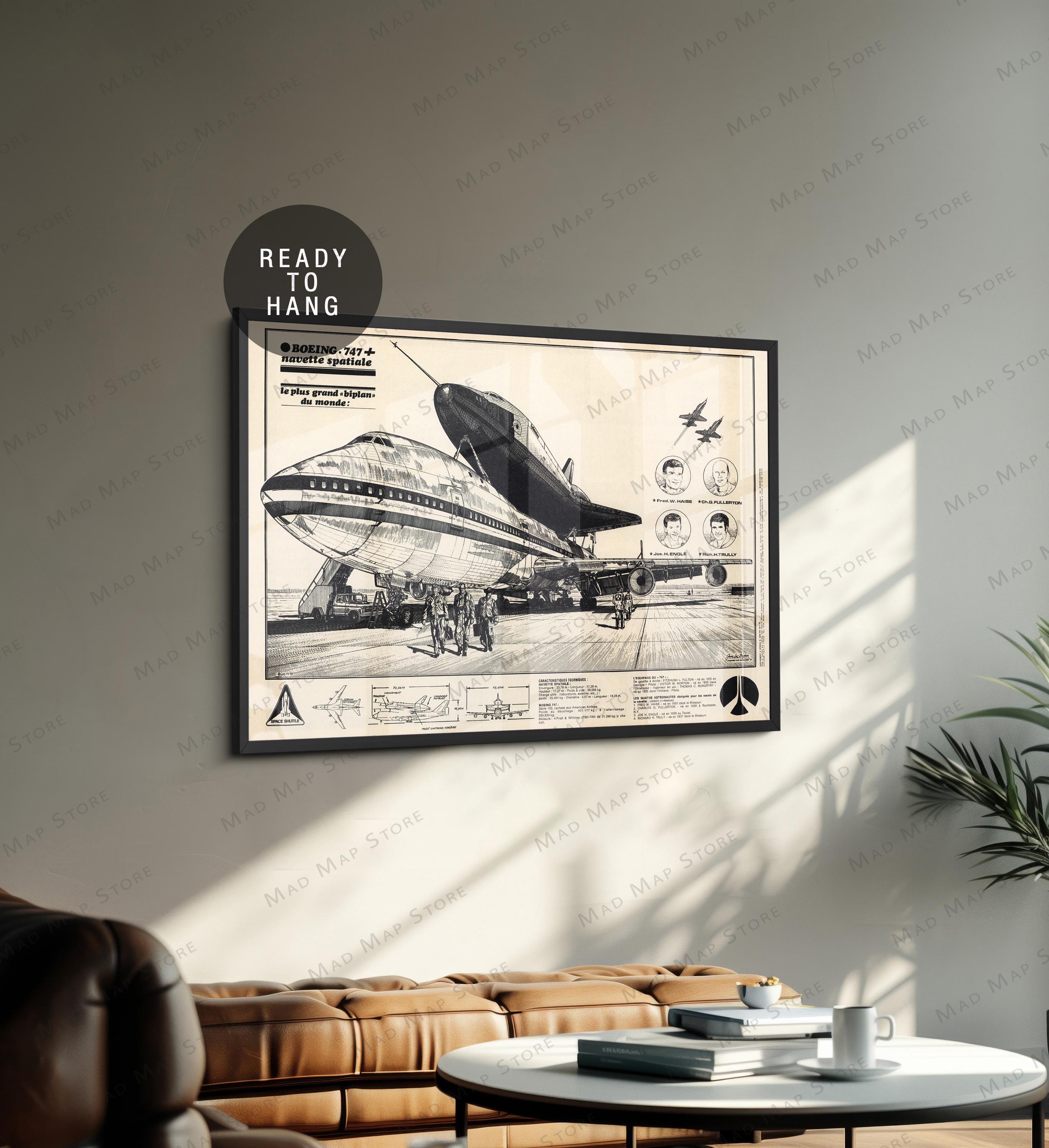 1977 Boeing 747 & Space Shuttle Enterprise Poster: Vintage NASA