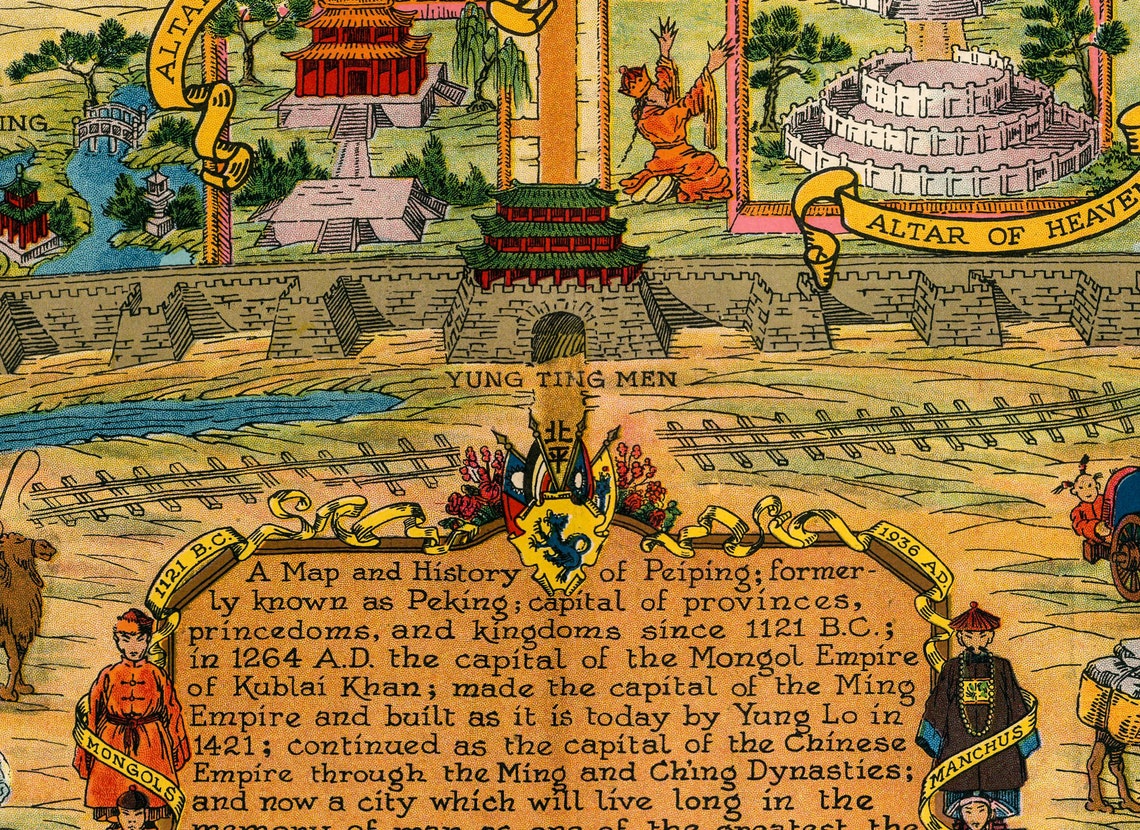 1936 Beijing Map Art Print: Vintage Chinese Wall Decor - Etsy