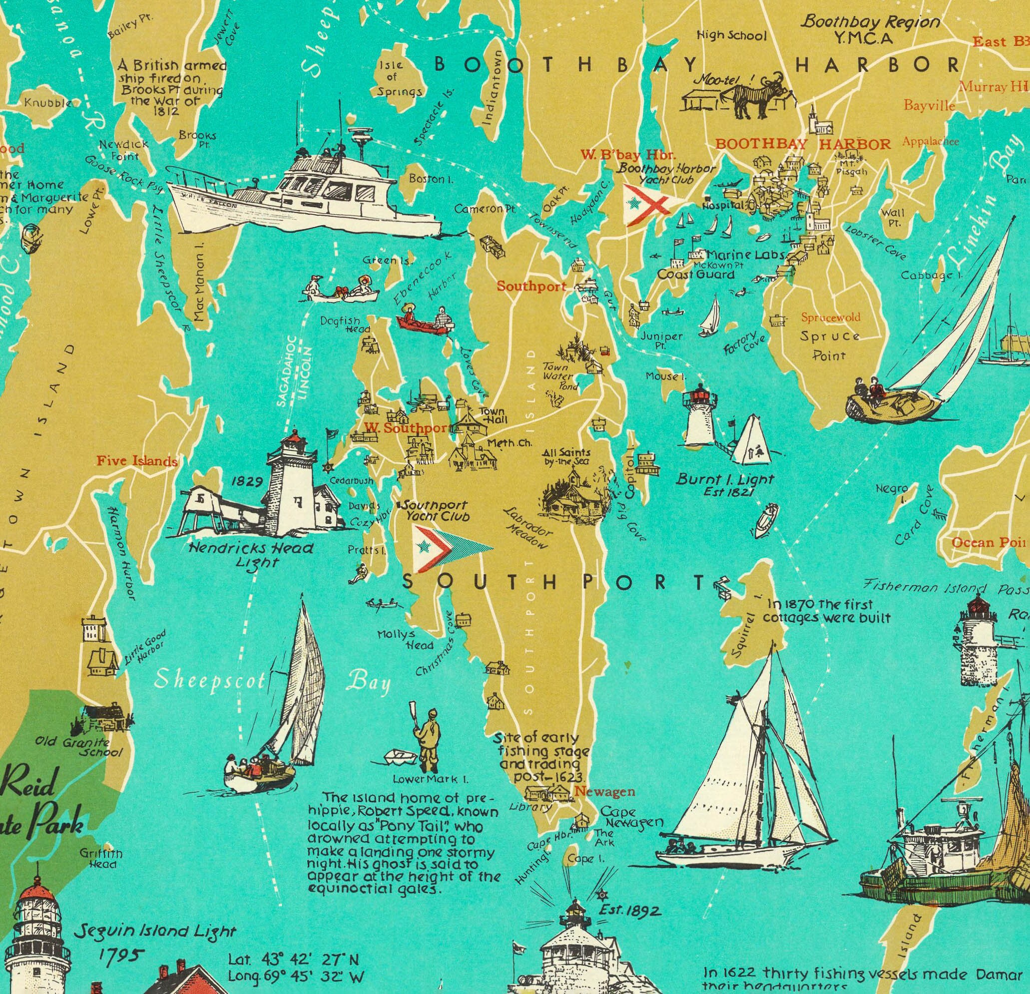 1968 Maine Coast Map Poster