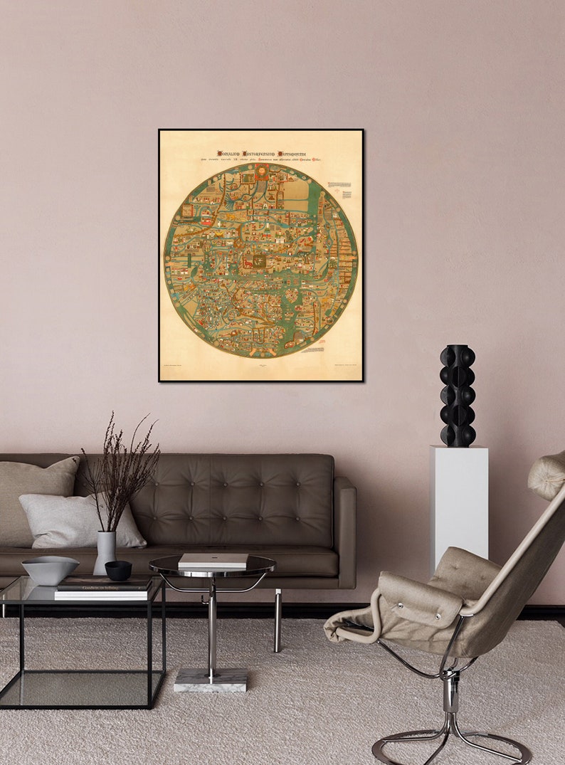 1898 World Map Print Rare Oldest World Map Medieval World Map Poster ...