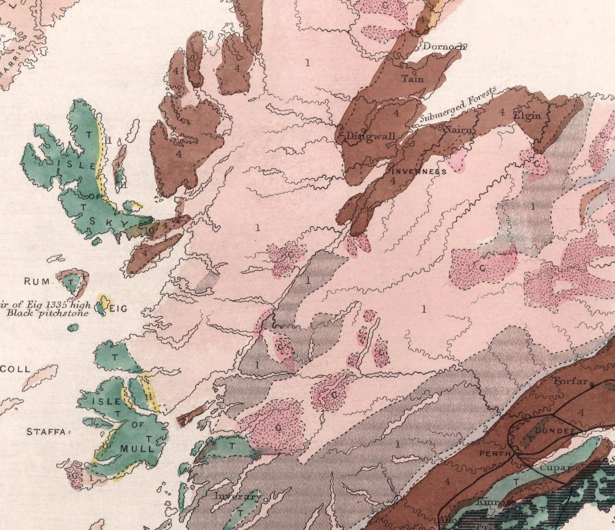 1850 Scotland Map Vintage Geological Map of Scotland Etsy UK