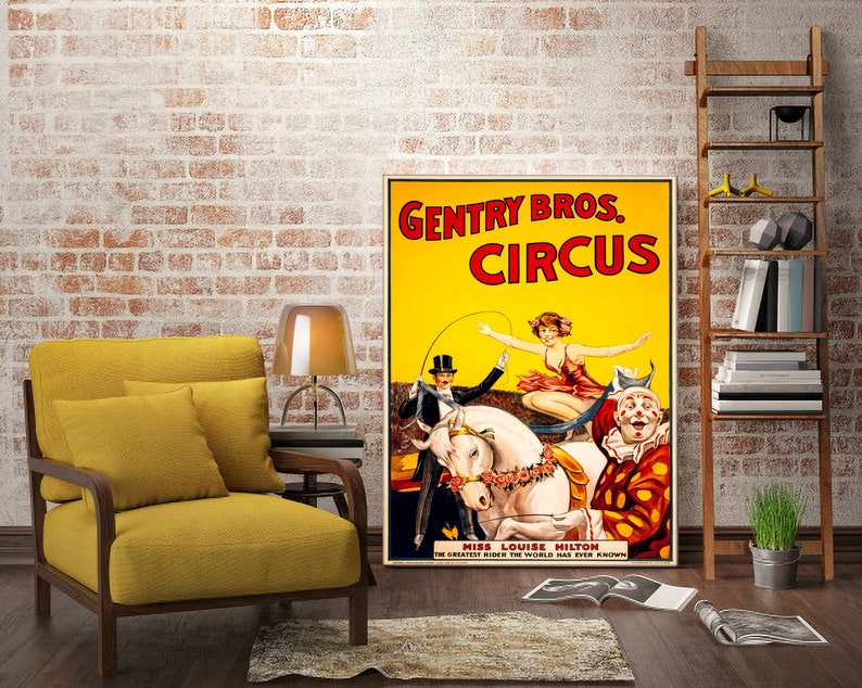 1920 Circus Poster Vintage Gentry Bros Circus Print Clown Poster Print Art Retro Circus Giclée Art Carnaval Decor Circus Wall Print image 3