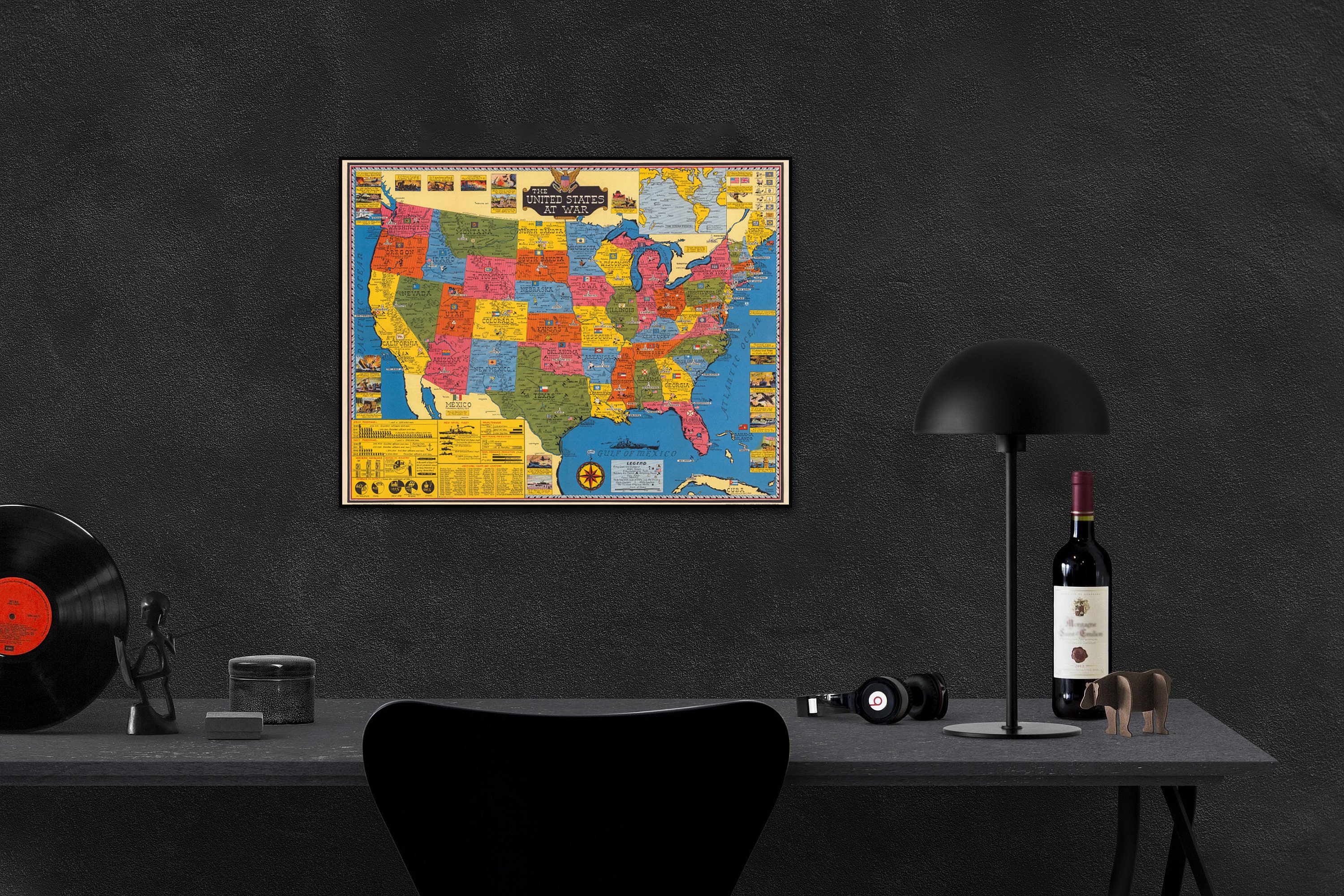 1943 USA WW2 War Map Print: Vintage US Army & Navy Wall Art - Etsy