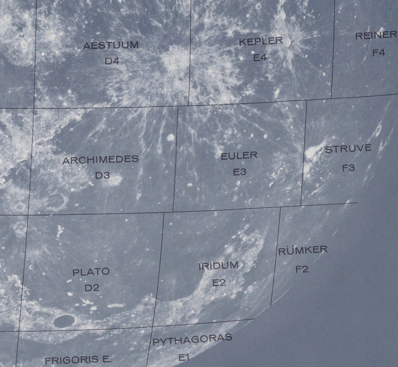 1960 Chart of the Moon Poster Photographic Lunar Atlas Etsy