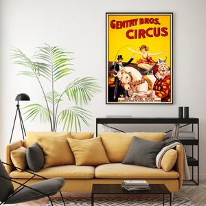 1920 Circus Poster Vintage Gentry Bros Circus Print Clown Poster Print Art Retro Circus Giclée Art Carnaval Decor Circus Wall Print image 2