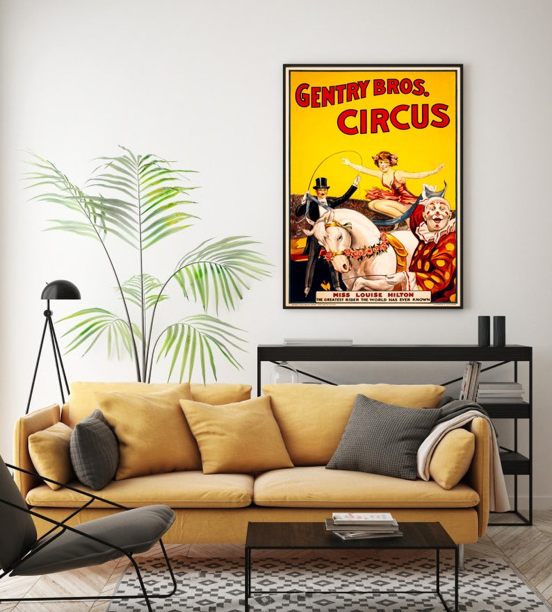 1920 Circus Poster Vintage Gentry Bros Circus Print Clown Poster Print Art Retro Circus Giclée Art Carnaval Decor Circus Wall Print image 2