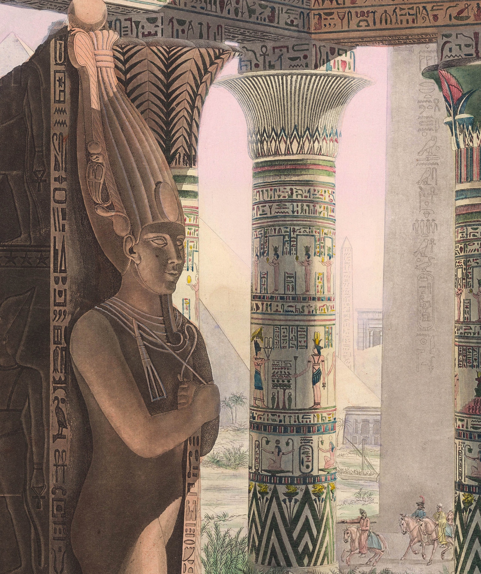 1825 Egypt Print Antique Egypt Art Print Color Sketch Art Etsy