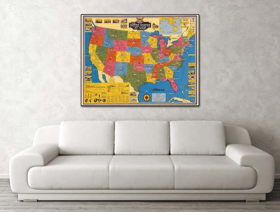 Detailed WWII World Map 1942 Poster, Zazzle