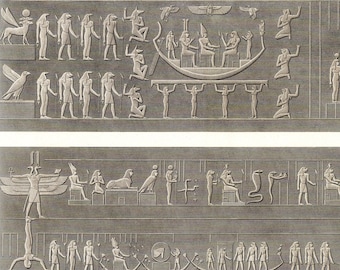 1822 Ancient Egypt Print - Great Temple of Dendera Poster - Egyptian Print Decor - Egyptian Hieroglyphics Print - Ancient Ethnic Wall Art