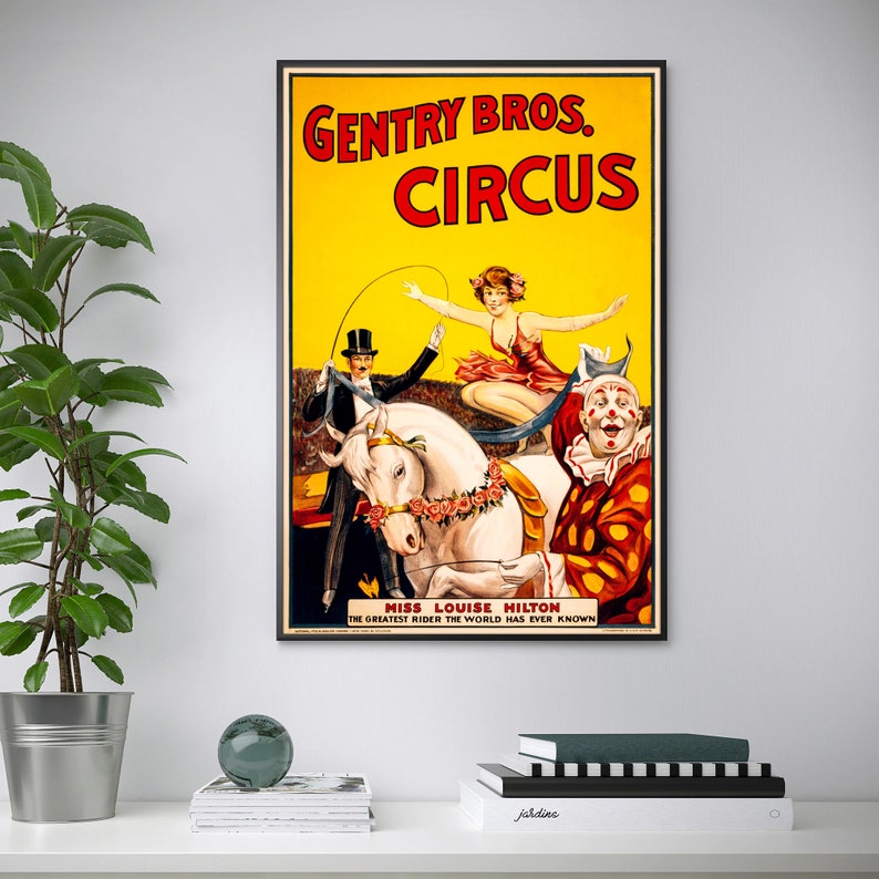 1920 Circus Poster Vintage Gentry Bros Circus Print Clown Poster Print Art Retro Circus Giclée Art Carnaval Decor Circus Wall Print image 4