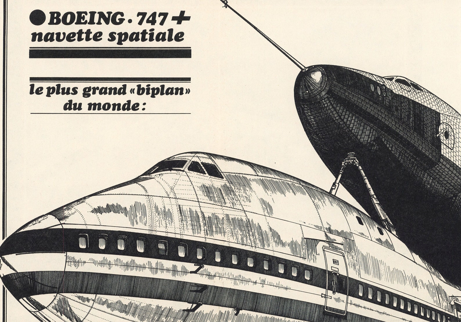 Poster SPIROU – La Navette Spatiale Et Boeing 747 – Illustration Vintage – Occasion