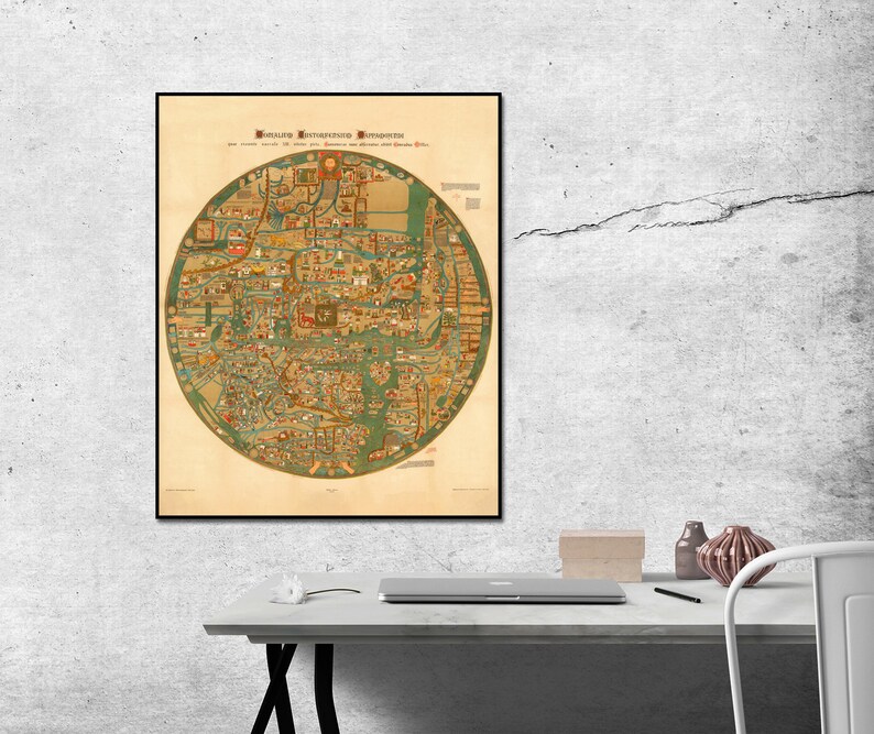1898 World Map Print Rare Oldest World Map Medieval World Map Poster ...