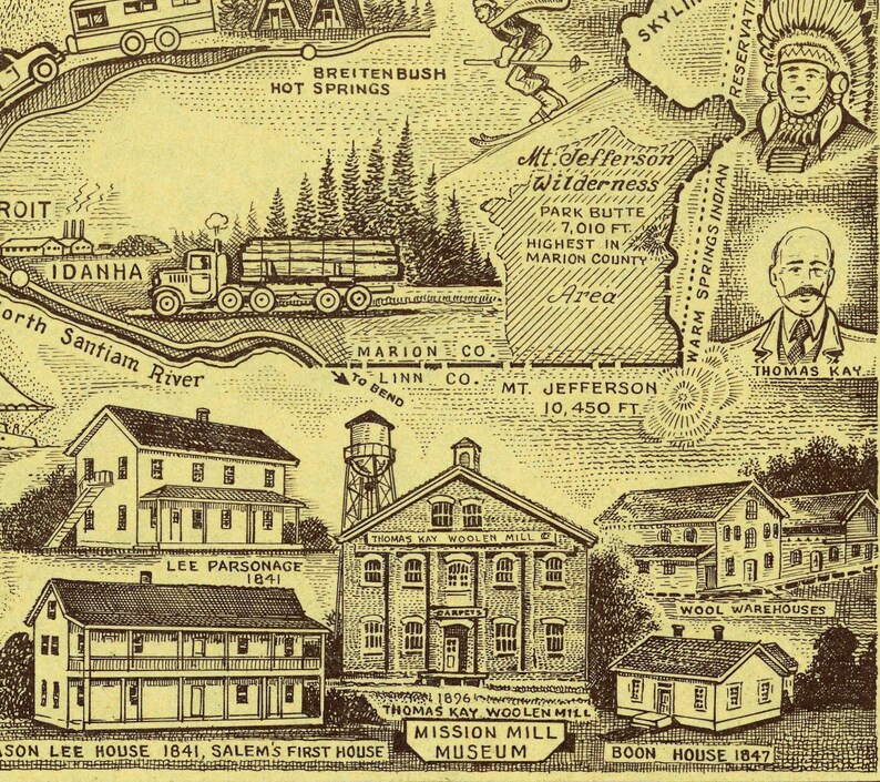 1975 Marion County Map State of Oregon Map Salem Map Print Vintage