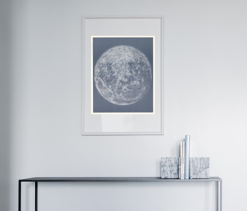 1960 Chart of the Moon Poster Photographic Lunar Atlas Etsy