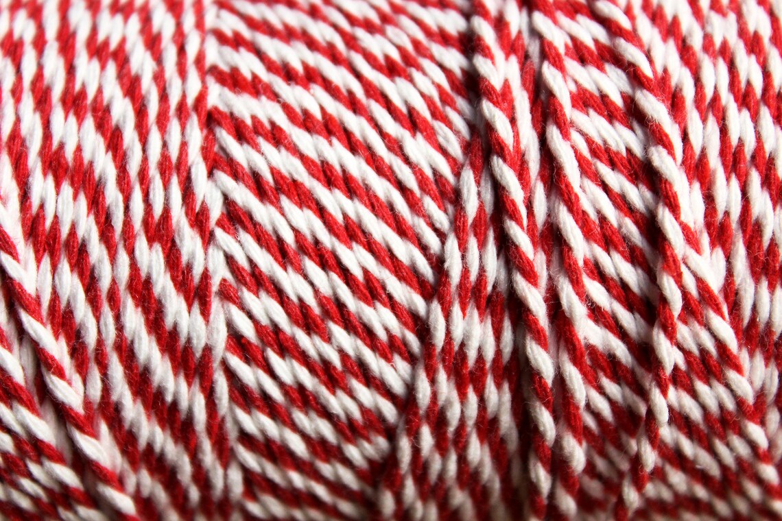 50mt. Red White Yarn Candy Cane Stripe Twisted Rope Etsy