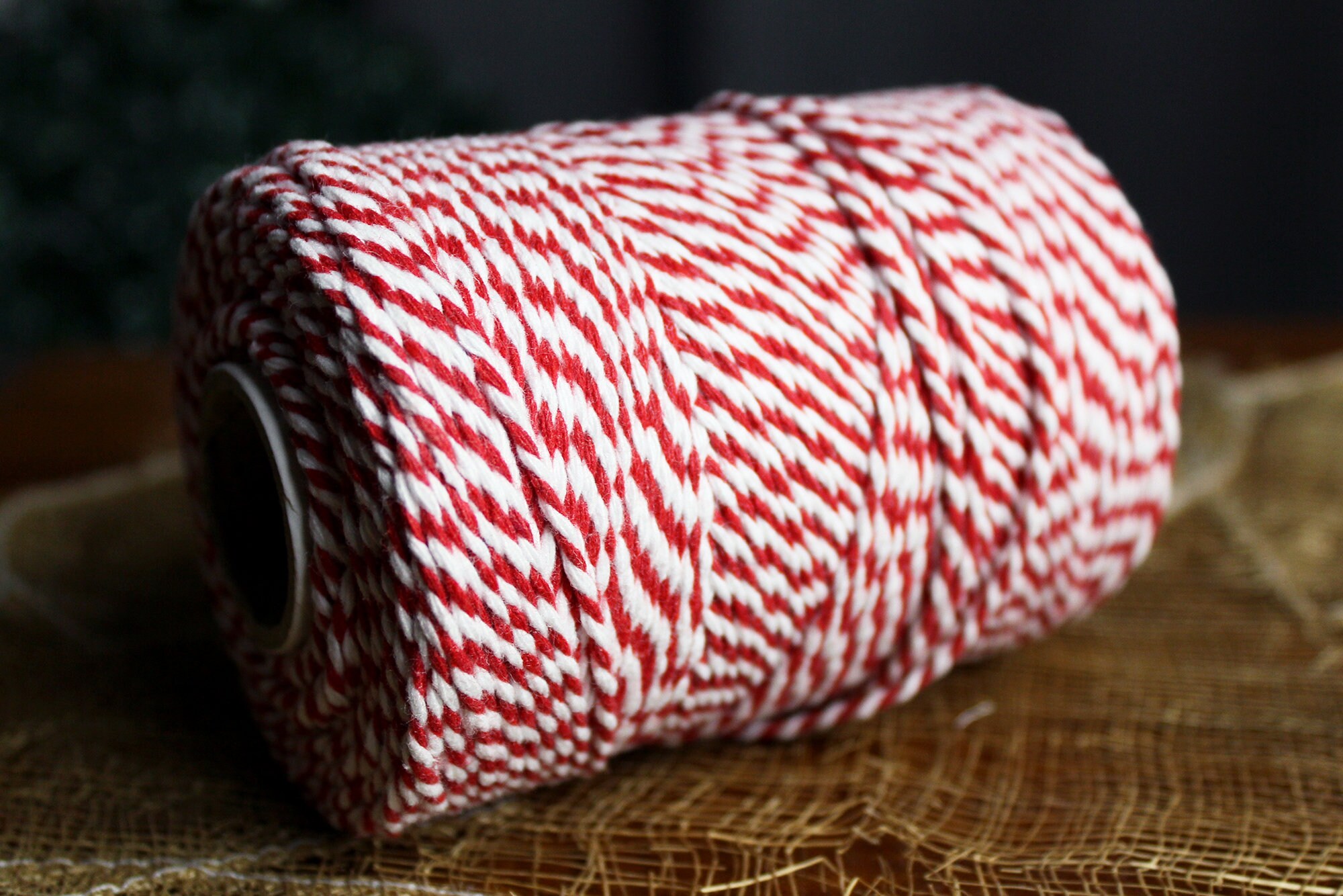 100m Chunky Red & White String Cord Christmas Gift Wrap Candy Cane