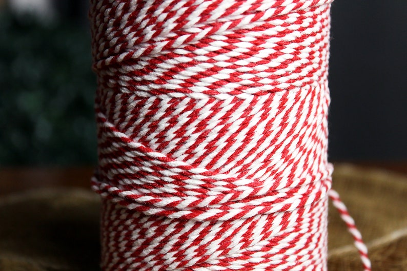 50mt. Red White Yarn, Candy Cane Stripe Twisted Rope, Peppermint