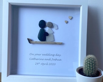 Personalised Wedding Pebble Picture Frame.