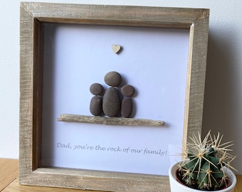 Personalised Sister, Dad, Mum, Nan, the rock of your family Pebble Picture Frame for all occasions.