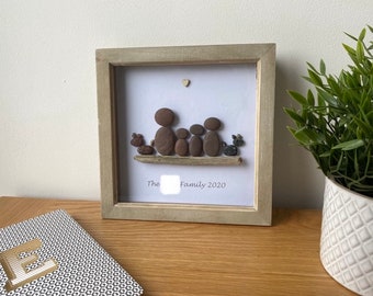 Personalised Our Family Rocks Pebble Picture Frame.