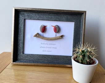 Personalised ‘Robins appear when loved ones are near’ Pebble Picture Frame.