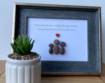 Personalised 'Thank to Mum' Pebble Picture Frame perfect for Mother’s Day, Birthdays, a thank you or Christmas etc.