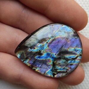 Natural Labradorite Purple Labradorite Loose Gemstone Labradorite Cabochon Multi Labradorite  Gemstone For Jewelry Making 40X32X6MM 65.10Cts