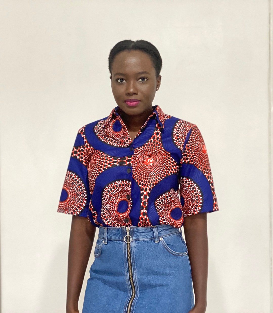 Red & Blue Ethnic Motifs Printed Shirt & Trouser