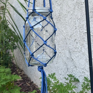 7 &quot;Mason Jar Solar Hängeleuchten, zweifarbige blaue Schnur, weiße LED-Leuchten