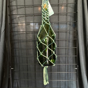 Large 13 1/2” Champagne Bottle, Solar Hanging Lights, Two Tone Green