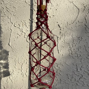 13” Large Bottle Solar Hanging Lights, Burgundy Cording, Boho, Coastal, Nautical, Christmas