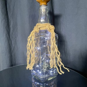 Botella de vidrio de 13&quot;, luces solares, yute, LED solares blancos, botella de luz solar, Boho, costera
