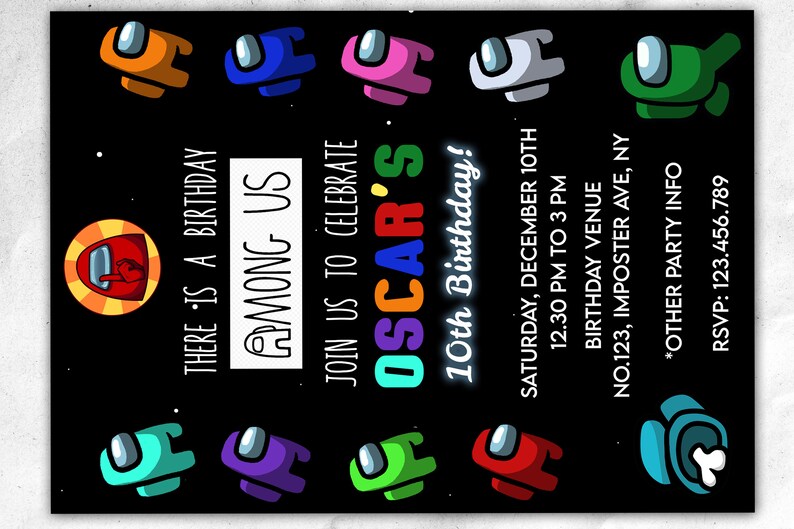 among us invitation among us birthday invitation imposter