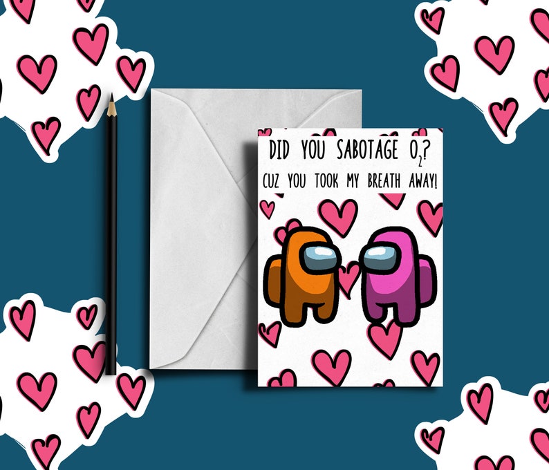 Among Us Valentines Card For Her Him Funny Valentines Day Etsy