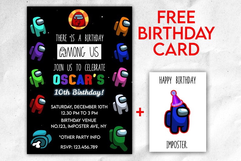 among us invitation among us birthday invitation imposter