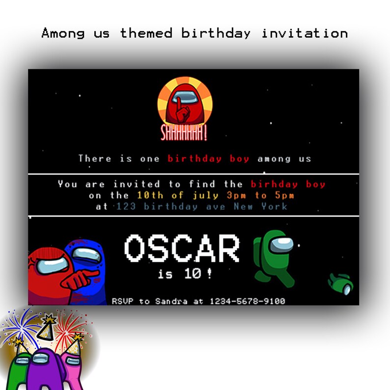 Among us themed printable birthday invitation Among us Etsy
