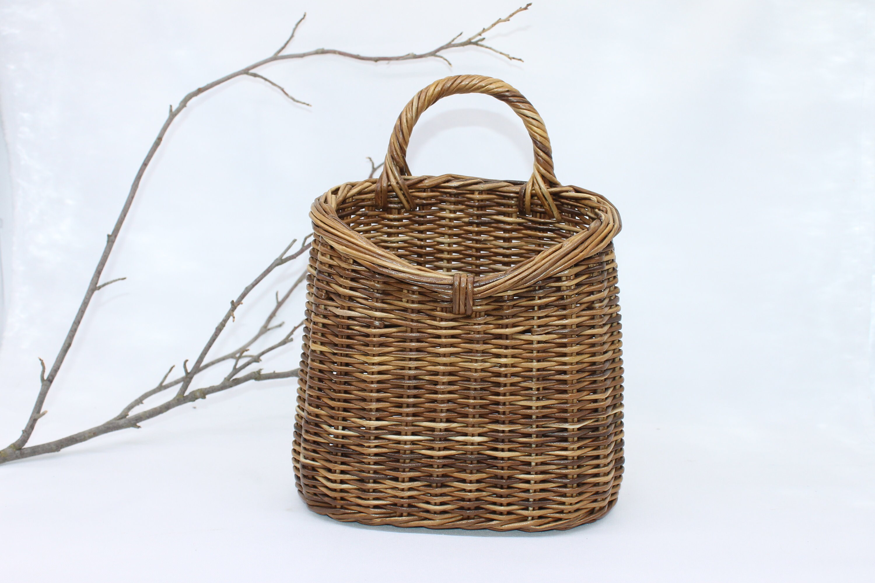 Hanging Wall Wicker Basket Floral Brown Basket Front Door Etsy UK