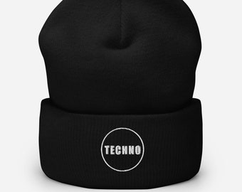 TECHNO MUSIC EMBROIDERY | Techno hat | Dj beanie | Party | Electronic music | Rave | After party | Acid house beanie | Festival hat