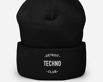 DETROIT TECHNO CLUB Embroidery Beanie | Techno hat | Dj beanie | Party | Electronic music | Rave | After party |