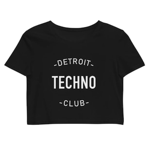 DETROIT TECHNO Crop Top | Techno t-shirt | Rave t-shirt | Electronic music | Dj top | Party top | Acid House music t-shirt | Smiley face top