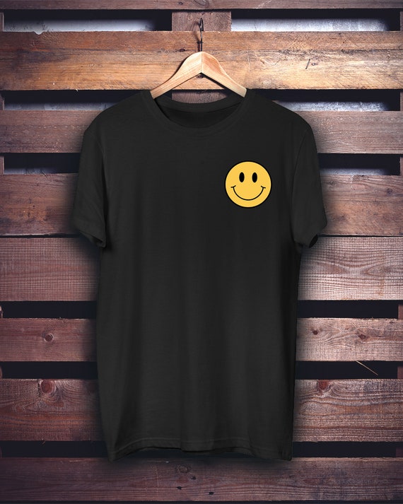 Smiley Face T-shirt Acid Face House Rave Music Festival Techno 90s Retro Pink 