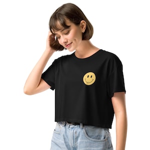 ACID HOUSE Crop Top | Smile face top | Techno t-shirt | Rave t-shirt | Electronic music | DJ top | Party crop top | House music t-shirt |